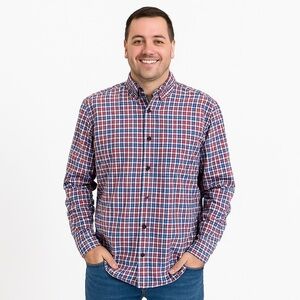 Columbia Plaid Button Down Shirt Blue Red Size XL